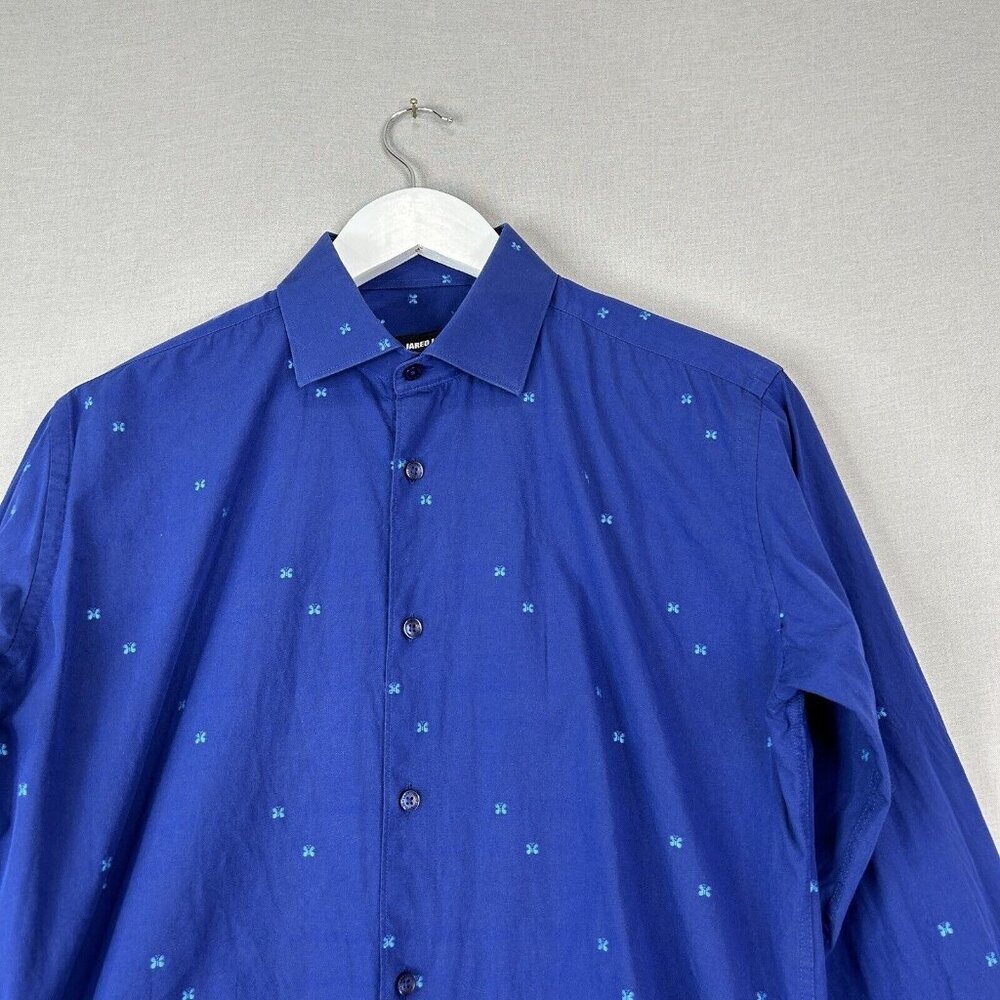 Jared Lang Mens Dress Shirt Medium Blue Butterfly Button Front Work Date Night - Picture 2 of 15